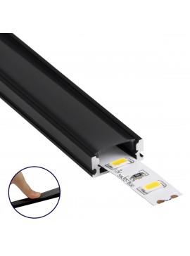 70806-3M GloboStar® GLOBOSTAR® ALP-LINEAR SURFABO 70806-3M Επιφανειακό Προφίλ Αλουμινίου με Μαύρο Φιμέ Πατητό Κάλυμμα για Ταινίες LED IP20 - Μαύρο - Μ300 x Π1.6 x Υ0.7cm - Πακέτο 5 Τεμαχίων