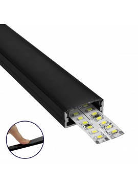 70810-3M GloboStar®  SURFACE-PROFILE 70810-3M Προφίλ Αλουμινίου - Βάση & Ψύκτρα Ταινίας LED με Μαύρο Φιμέ Κάλυμμα - Επιφανειακή Χρήση - Πατητό Κάλυμμα - Μαύρο - 3 Μέτρα - Πακέτο 5 Τεμαχίων - Μ300 x Π2.4 x Υ1.1cm