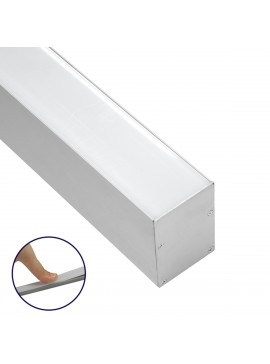 70826-3M GloboStar®  SURFACEPENDANT-PROFILE 70826-3M Προφίλ Αλουμινίου - Βάση & Ψύκτρα Ταινίας LED με Λευκό Γαλακτερό Κάλυμμα - Επιφανειακή & Κρεμαστή Χρήση - Πατητό Κάλυμμα - Ασημί - 3 Μέτρα - Μ300 x Π5 x Υ7cm