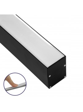 70828-3M GloboStar®  SURFACEPENDANT-PROFILE 70828-3M Προφίλ Αλουμινίου - Βάση & Ψύκτρα Ταινίας LED με Λευκό Γαλακτερό Κάλυμμα - Επιφανειακή & Κρεμαστή Χρήση - Πατητό Κάλυμμα - Μαύρο - 3 Μέτρα - Μ300 x Π5 x Υ7cm