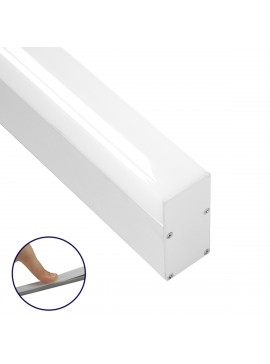 70831-3M GloboStar®  SURFACEPENDANT-PROFILE 70831-3M Προφίλ Αλουμινίου - Βάση & Ψύκτρα Ταινίας LED με Λευκό Γαλακτερό Κάλυμμα - Επιφανειακή & Κρεμαστή Χρήση - Πατητό Κάλυμμα - Λευκό - 3 Μέτρα - Μ300 x Π3.5 x Υ7.4cm