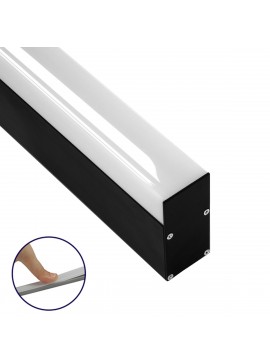 70832-3M GloboStar®  SURFACEPENDANT-PROFILE 70832-3M Προφίλ Αλουμινίου - Βάση & Ψύκτρα Ταινίας LED με Λευκό Γαλακτερό Κάλυμμα - Επιφανειακή & Κρεμαστή Χρήση - Πατητό Κάλυμμα - Μαύρο - 3 Μέτρα - Μ300 x Π3.5 x Υ7.4cm