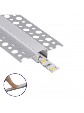 70838-3M GloboStar® GLOBOSTAR® ALP-PLASTERIN GYPSO 70838-3M Χωνευτό Προφίλ Αλουμινίου Ειδικό για Γυψοσανίδα με Λευκό Γαλακτερό Πατητό Κάλυμμα για Ταινίες LED IP20 - Ασημί & Λευκό - Μ300 x Π5.6 x Υ1.5cm - Πακέτο 5 Τεμαχίων