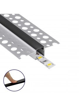 70839-3M GloboStar®  PLASTERBOARD-PROFILE 70839-3M Προφίλ Αλουμινίου - Βάση & Ψύκτρα Ταινίας LED με Μαύρο Φιμέ Κάλυμμα - Χωνευτή Χρήση σε Γυψοσανίδα - Trimless - Πατητό Κάλυμμα - Ασημί - 3 Μέτρα - Πακέτο 5 Τεμαχίων - Μ300 x Π5.6 x Υ1.5cm
