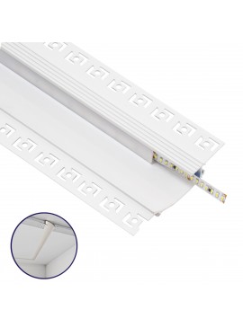 70840-3M GloboStar®  PLASTERBOARD-PROFILE 70840-3M Προφίλ Αλουμινίου - Βάση & Ψύκτρα Ταινίας LED με Λευκό Γαλακτερό Κάλυμμα - Χωνευτή Χρήση σε Γυψοσανίδα για Δημιουργία Κρυφού Φωτισμού - Trimless - Πατητό Κάλυμμα - Λευκό - 3 Μέτρα - Πακέτο 5 Τεμαχίων - Μ3