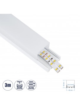 70865-3M GloboStar®  SURFACEPENDANT-PROFILE 70865-3M Προφίλ Αλουμινίου - Βάση & Ψύκτρα Ταινίας LED με Λευκό Γαλακτερό Κάλυμμα - Επιφανειακή & Κρεμαστή Χρήση - Πατητό Κάλυμμα - Λευκό - 3 Μέτρα - Μ300 x Π4.5 x Υ4.2cm