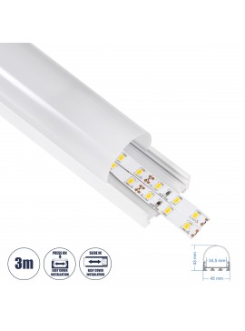 70871-3M GloboStar®  SURFACEPENDANT-PROFILE 70871-3M Προφίλ Αλουμινίου - Βάση & Ψύκτρα Ταινίας LED με Λευκό Γαλακτερό Κάλυμμα - Επιφανειακή & Κρεμαστή Χρήση - Πατητό Κάλυμμα - Λευκό - 3 Μέτρα - Μ300 x Π4.5 x Υ4.2cm