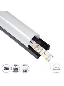 70872-3M GloboStar®  SURFACEPENDANT-PROFILE 70872-3M Προφίλ Αλουμινίου - Βάση & Ψύκτρα Ταινίας LED με Λευκό Γαλακτερό Κάλυμμα - Επιφανειακή & Κρεμαστή Χρήση - Πατητό Κάλυμμα - Μαύρο - 3 Μέτρα - Μ300 x Π4.5 x Υ4.2cm