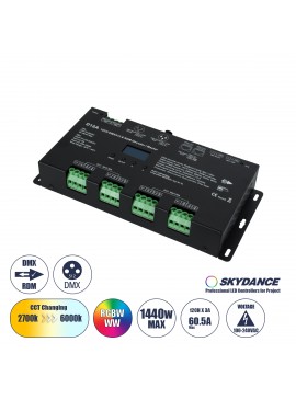 71451 GloboStar®  71451 D12A SKYDANCE DC DMX & RDM Dimmer High Speed Controller / Decoder / Master 12 Καναλιών DC 12-24V 12 x 5A 120W - Max 60.5A 1440W - IP20 Μ25 x Π11.5 x Υ4cm - 5 Years Warranty