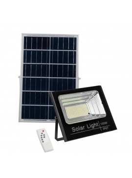 71557 GloboStar® GLOBOSTAR® HERMES 71557 Προβολέας LED 100W 1000lm 120° DC 5V με Φωτοβολταϊκό Panel 5V 20W & Επαναφορτιζόμενη Μπαταρία Li-ion 3.2V 15000mAh Αδιάβροχο IP65 Ψυχρό Λευκό 6000K - Sanan Chip - Μαύρο - Μ31.5 x Π26.2 x Υ7.5cm - 2 Χρόνια Εγγύηση