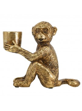 Artekko Animal Χρυσό Διακοσμητικό Κηροπήγιο Ρητίνης με Μαϊμού (15.5x7x12.8)cm Artekko 72435
