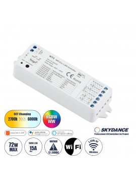 73010 GloboStar®  73010 WT5 SKYDANCE DC WiFi & RF 2.4Ghz Dimmer High Speed Controller 5 Καναλιών DC 12-24V 5 x 3A 72W - Max 15A 360W - IP20 Μ10 x Π4 x Υ2cm - 5 Years Warranty