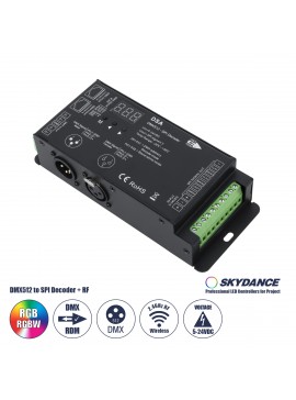 73141 GloboStar®  73141 DSA SKYDANCE DC RF 2.4Ghz DMX512 to SPI Decoder DC 5-24V - IP20 Π16.5 x Π7 x Υ3.7cm - 5 Χρόνια Εγγύηση