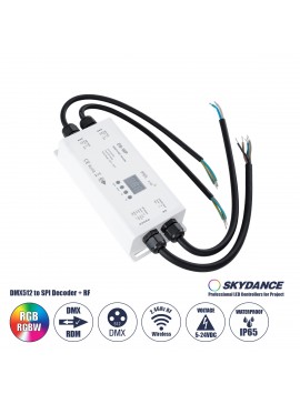 73143 GloboStar®  73143 DS-WP SKYDANCE DC RF 2.4Ghz DMX512 to SPI Decoder DC 5-24V - Αδιάβροχο IP65 Μ17 x Π8 x Υ4cm - 5 Χρόνια Εγγύηση
