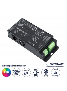 73144 GloboStar®  73144 S3-DX SKYDANCE AC DMX512 High Voltage LED Strip Decoder 3 Καναλιών AC 110-240V 3 x 1.5A 360W - Max 4.6A 360W - IP20 Π16.5 x Π7 x Υ3.7cm - 5 Χρόνια Εγγύηση
