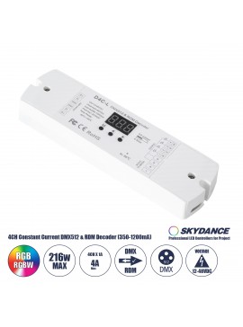 73146 GloboStar®  73146 D4C-L SKYDANCE DC DMX512 Constant Current & RDM Decoder 4 Καναλιών DC 12-48V 4 x 1A 54W - Max 4A 216W - IP20  Μ17 x Π5 x Υ2.5cm - 5 Χρόνια Εγγύηση
