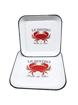 Artekko Opru Πιατέλες Τετράγωνες "Καβούρι" Σετ/2 (30x30x3)cm Artekko 742-2125