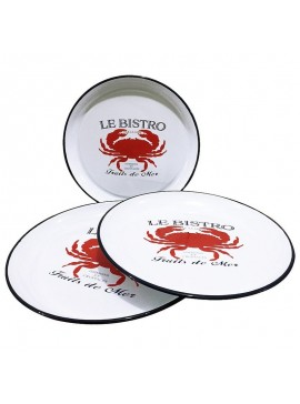 Artekko Clems Πιατέλες Στρόγγυλες "Καβούρι" Σετ/3 (37x37x3)cm Artekko 742-2126