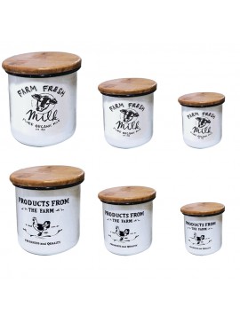 Artekko Enamel  Μεταλλικά Δοχεία με Ξύλινα Καπάκια 6pcs Artekko 742-2153