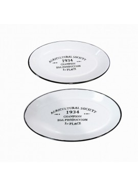 Artekko Fuvrue Πιατελες Εμαγιέ Λευκό/Μαύρο Σετ/2 (32x22x2.5)cm (29x18x2.5)cm Artekko 742-2210