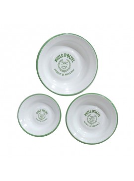 Artekko Blobdoa Πιατέλα Εμαγιέ Λευκό/Πράσινο Σετ/3 (24.5x24.5x3)cm (20x20x3)cm (16.5x16.5x2.5)cm Artekko 742-2212