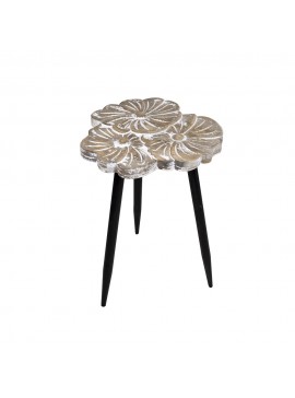 Artekko Jor Ξύλινο Βοηθητικό Τραπέζι σε Λευκή Πατίνα με Μαύρα Πόδια (30x29x42)cm Artekko 742-2314