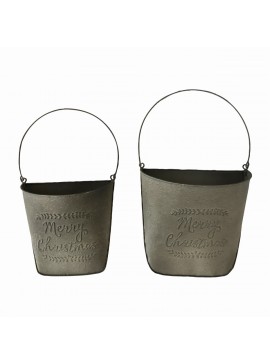 Artekko Xmas Γκρι Μεταλλικό Διακοσμητικό Τοίχου (25x12x24)cm (20x10x20)cm 2pcs Artekko 742-2514