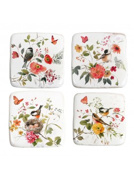 Artekko Coster Πολύχρωμα Διακοσμητικά Σουβέρ Ρητίνης σε Ξύλινη Βάση (9.5x9.5x1)cm Artekko 742-2538