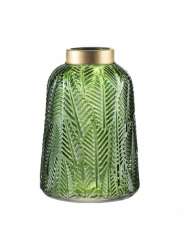 Artekko Palm Διακοσμητικό Βάζο Γυάλινο Πράσινο Χρυσό (17x17x24.5)cm Artekko 76888