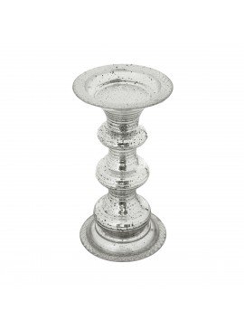 Artekko Pillar Ασημί Αντικέ Γυάλινο Κηροπήγιο (15.6x15.6x30)cm Artekko 77254