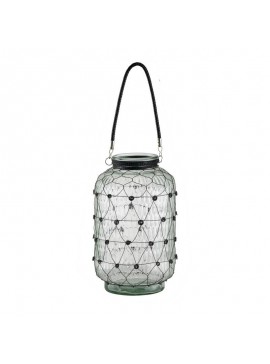 Artekko Clear Διάφανο Γυάλινο Βάζο Φανάρι με Μεταλλικό Πλέγμα (22x22x38)cm Artekko 77651
