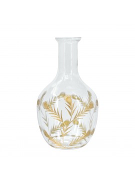 Artekko Aphelios Γυάλινο Διάφανο Διακοσμητικό Βάζο με Χρυσές Λεπτομέρειες (17x17x29)cm Artekko 77966-DS