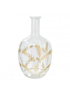Artekko Aphelios Γυάλινο Διάφανο Διακοσμητικό Βάζο με Χρυσές Λεπτομέρειες (23x23x41)cm Artekko 77967-DS