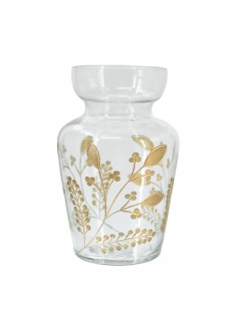 Artekko Aphelios Γυάλινο Διάφανο Διακοσμητικό Βάζο με Χρυσές Λεπτομέρειες (14x14x21)cm Artekko 77968-DS