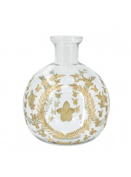 Artekko Aphelios Γυάλινο Διάφανο Διακοσμητικό Βάζο με Χρυσές Λεπτομέρειες (20x20x27)cm Artekko 77972-DS
