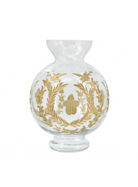Artekko Aphelios Γυάλινο Διάφανο Διακοσμητικό Βάζο με Χρυσές Λεπτομέρειες (15x15x22)cm Artekko 77973-DS