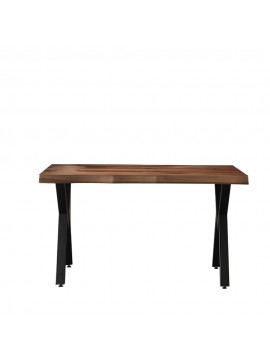 Artekko Efor Pera Καφέ Τραπέζι MDF με Εφέ Κορμού και Μεταλλικά Μαύρα Πόδια (140x80x75)cm Artekko 783-0021