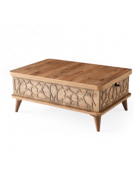 Artekko Ada MDF  Τραπέζι Σαλονιού (90x60x38)cm Επεκτεινόμενο σε Τραπεζαρία σε Καφέ με Μπεζ (120x90x70)cm Artekko 783-0119