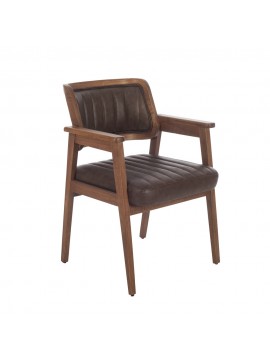 Artekko Lazio Καρέκλα με Καρυδί Ξύλινο Σκελετό και Καφέ Τεχνόδερμα (60x60x83)cm Artekko 783-1500-A