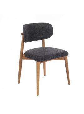 Artekko Adel Καρέκλα με Ξύλινο Σκελετό σε Φυσική Απόχρωση και Γκρι Σκούρο Ύφασμα (52x50x82)cm Artekko 783-1526