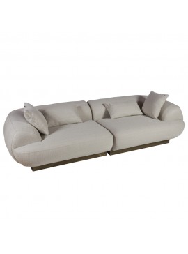 Artekko Ponpon Μπεζ Τριθέσιος Καναπές με Μπουκλέ Ύφασμα (250x100x65)cm Artekko 783-6400-D