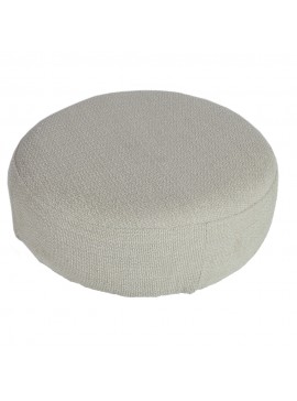 Artekko Ponpon Μπεζ Στρογγυλό Υποπόδιο Σκαμπό με Μπουκλέ Ύφασμα (70x70x30)cm Artekko 783-6401-D