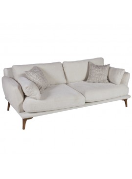 Artekko Ropera Εκρού Τριθέσιος Καναπές με Μπουκλέ Ύφασμα (210x90x70)cm Artekko 783-6403-B