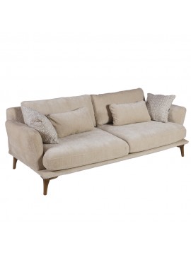 Artekko Ropera Μπεζ Τριθέσιος Καναπές με Μπουκλέ Ύφασμα (210x90x70)cm Artekko 783-6403