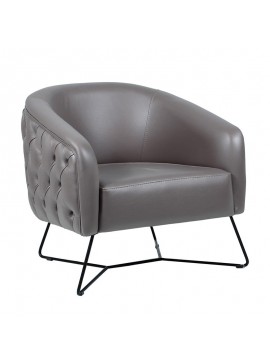 Artekko Udraan Moon Γκρι Πολυθρόνα με Τεχνόδερμα (75x75x80)cm Artekko 783-7064