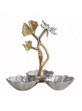 Artekko Branch Μεταλλικό Διακοσμητικό Μπολ για Ξηρούς Καρπούς σε Χρυσό με Ασημί (22x22x22)cm Artekko 78316-DS