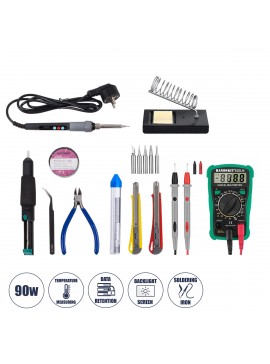 79978 GloboStar® GLOBOSTAR® ELEKIT 79978 Ολοκληρωμένο DIY ΚΙΤ Εργαλείων Ηλεκτρονικού - Κολλητήρι & Βάση, Απορροφητική Τρόμπα Κόλλησης, Πλαγιοκόφτης, Τσιμπιδάκι Tweezer, Πενσέτα, Καλάι Κόλλησης, Κοπίδια, Φαλτσέτες & Ψηφιακό Πολύμετρο