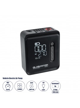 81490 GloboStar®  81490 Φορητή Επαναφορτιζόμενη Ψηφιακή Τρόμπα - Κομπρέσορας Αέρος Αυτοκινήτου & Μοτοσυκλέτας - με Οθόνη LCD & Ενσωματωμένη Επαναφορτιζόμενη Μπαταρία Λιθίου 7800 mAh - Πίεση Αέρος Max 150 PSI - 5 Προγράμματα - Φακό LED - Power Bank με έξοδ