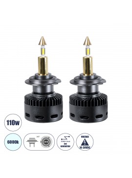 81505 GloboStar® GLOBOSTAR® LEDKITX10 81505 Λάμπα H7 CANbus LED 55W/110W 5500lm/11000lm 360° DC 12-24V Αδιάβροχο IP65 Ψυχρό Λευκό 6000K - CREE COB Chip - Μ3.3 x Π3.3 x Υ7.6cm - Πακέτο 2 Τεμαχίων - 2 Χρόνια Εγγύηση