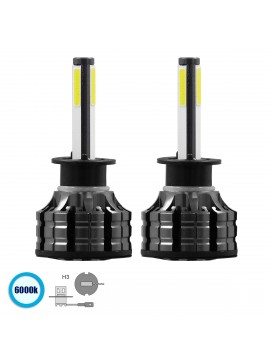 82041 GloboStar®  82041 H3 K9 Line KIT Βασικού Φωτισμού Αυτοκινήτου & Φορτηγού 3rd Generation Can-Bus Series LED CREE CXB COB 100W 14000lm DC 9-32V Αδιάβροχο IP66 Ψυχρό Λευκό 6000K